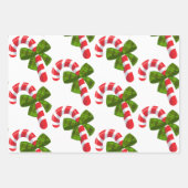 カスタムクリスマスキャンディとマッチングテディベア ラッピングペーパーシート (正面2)