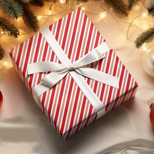 カスタムクリスマスキャンディーケーンレッドストライプ金ゴールド文字 ラッピングペーパー