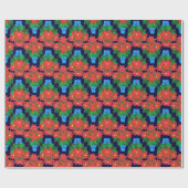 カスタムクリスマスギフトラップ：ポインセティアス、ブルー ラッピングペーパー (フラット)