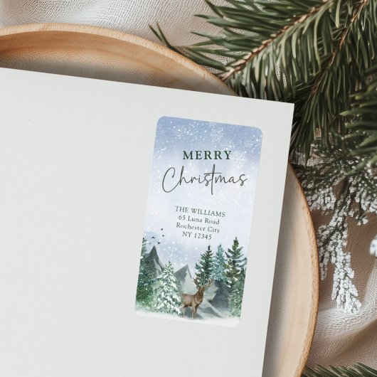 カスタムクリスマスグリーンウォーター差出人住所 ラベル