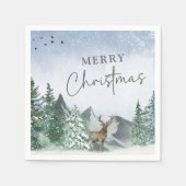 カスタムクリスマスグリーン水彩松林 スタンダードカクテルナプキン (正面)