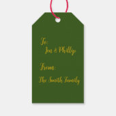 カスタムクリスマスグリーン、金ゴールド、赤フェスティバルギフトラベル ギフトタグ (裏面)
