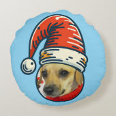 カスタムクリスマスサンタパーソナライズされたペット ラウンドクッション (裏面)