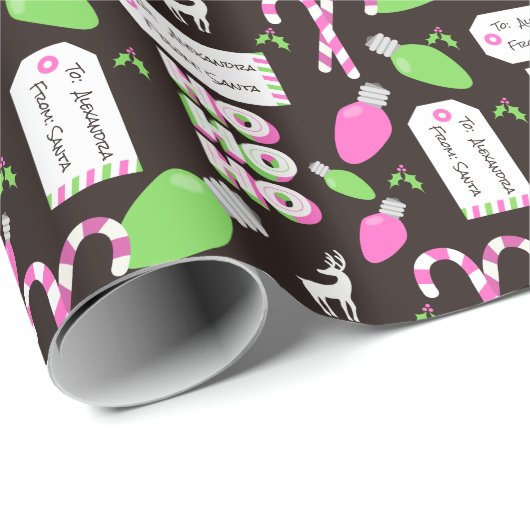 カスタムクリスマスサンタ&ライトラッピング紙 ラッピングペーパー (ロールコーナー)