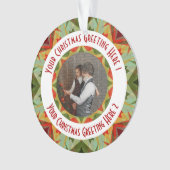 カスタムクリスマススターすてきグリーンフォトグリーティング オーナメント (正面)