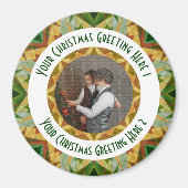 カスタムクリスマススターすてきグリーンフォトグリーティング マグネット (正面)