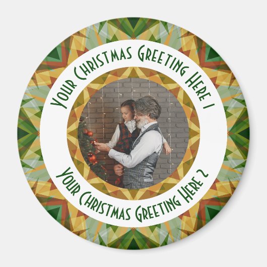 カスタムクリスマススターすてきグリーンフォトグリーティング マグネット (正面)