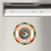 カスタムクリスマススターすてきグリーンフォトグリーティング マグネット (インサイチュ (食洗機))