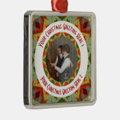 カスタムクリスマススターすてきグリーンフォトグリーティング メタルオーナメント (右)