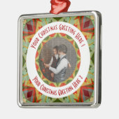 カスタムクリスマススターすてきグリーンフォトグリーティング メタルオーナメント (左)