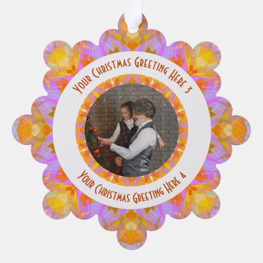 カスタムクリスマススターすてきピンクの写真グリーティング オーナメントカード (裏面)