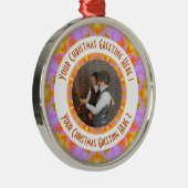 カスタムクリスマススターすてきピンクの写真グリーティング メタルオーナメント (右)