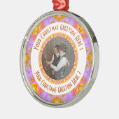カスタムクリスマススターすてきピンクの写真グリーティング メタルオーナメント (左)