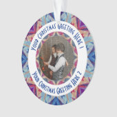 カスタムクリスマススターすてきブルーフォトグリーティング オーナメント (正面)
