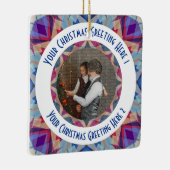 カスタムクリスマススターすてきブルーフォトグリーティング セラミックオーナメント (右)