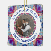 カスタムクリスマススターすてきブルーフォトグリーティング セラミックオーナメント (左)