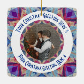 カスタムクリスマススターすてきブルーフォトグリーティング セラミックオーナメント (裏面)