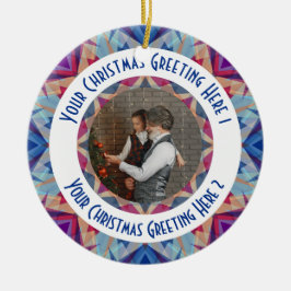 カスタムクリスマススターすてきブルーフォトグリーティング セラミックオーナメント