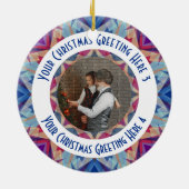 カスタムクリスマススターすてきブルーフォトグリーティング セラミックオーナメント (裏面)