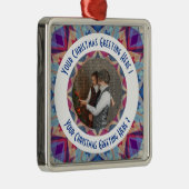 カスタムクリスマススターすてきブルーフォトグリーティング メタルオーナメント (右)