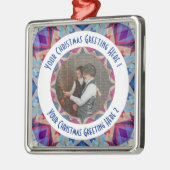 カスタムクリスマススターすてきブルーフォトグリーティング メタルオーナメント (左)