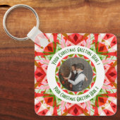 カスタムクリスマススターすてきレッドおもしろい写真グリーティング キーホルダー (正面)