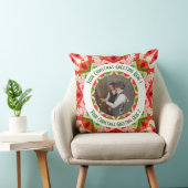 カスタムクリスマススターすてきレッドおもしろい写真グリーティング クッション (椅子)