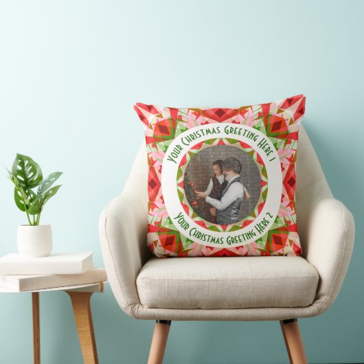 カスタムクリスマススターすてきレッドおもしろい写真グリーティング クッション (椅子)