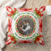 カスタムクリスマススターすてきレッドおもしろい写真グリーティング クッション (ブランケット)