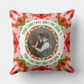 カスタムクリスマススターすてきレッドおもしろい写真グリーティング クッション (裏面)
