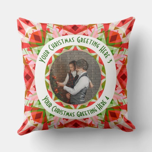 カスタムクリスマススターすてきレッドおもしろい写真グリーティング クッション (裏面)
