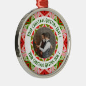 カスタムクリスマススターすてきレッドおもしろい写真グリーティング メタルオーナメント (右)