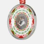 カスタムクリスマススターすてきレッドおもしろい写真グリーティング メタルオーナメント (左)