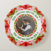 カスタムクリスマススターすてきレッドおもしろい写真グリーティング ラウンドクッション (裏面)