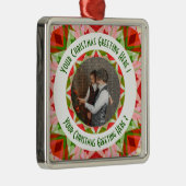 カスタムクリスマススターすてきレッドフォトグリーティング メタルオーナメント (右)