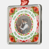カスタムクリスマススターすてきレッドフォトグリーティング メタルオーナメント (左)