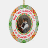 カスタムクリスマススターメリーグリーンフォトグリーティング セラミックオーナメント (右)
