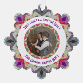 カスタムクリスマススターモダングレーの写真グリーティング オーナメントカード (正面)