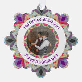 カスタムクリスマススターモダングレーの写真グリーティング オーナメントカード