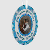 カスタムクリスマススター冬のブルーフォトグリーティング オーナメント (正面)