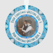 カスタムクリスマススター冬のブルーフォトグリーティング オーナメント (裏面)