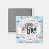 カスタムクリスマススター冬のブルーフォトグリーティング マグネット (正面/裏面)