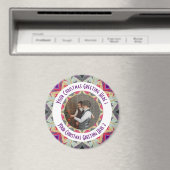 カスタムクリスマススター冬の灰色のフォトグリーティング マグネット (インサイチュ (食洗機))