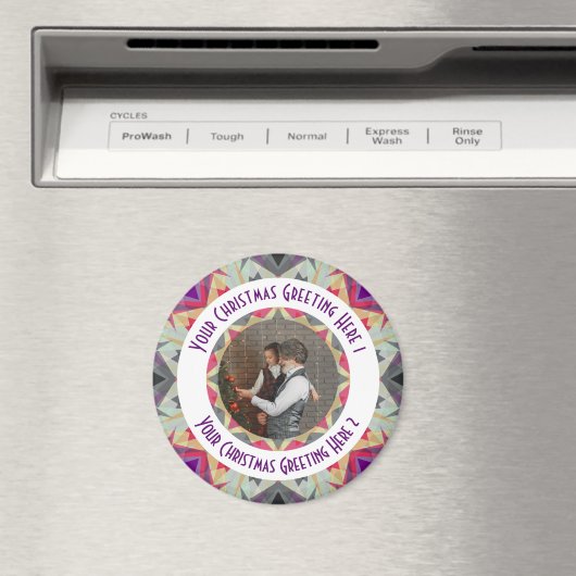 カスタムクリスマススター冬の灰色のフォトグリーティング マグネット (インサイチュ (食洗機))