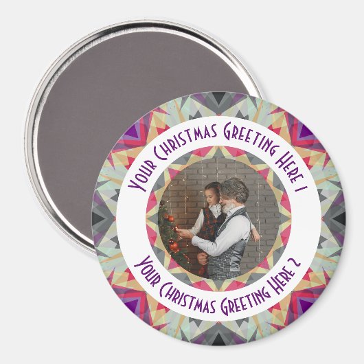 カスタムクリスマススター冬の灰色のフォトグリーティング マグネット (正面/裏面)