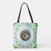 カスタムクリスマススター冬の緑のフォトグリーティング トートバッグ (裏面)