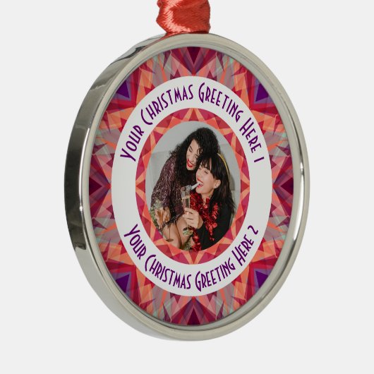 カスタムクリスマススター赤すてきおもしろい紫の写真 メタルオーナメント (右)