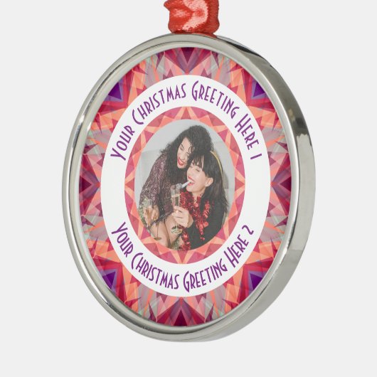 カスタムクリスマススター赤すてきおもしろい紫の写真 メタルオーナメント (左)