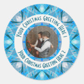 カスタムクリスマススター ウィンターブルー フォトグリーティング ラウンドシール (正面)