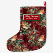 カスタムクリスマスストッキングパーソナライズされた水彩 ラージクリスマスストッキング (裏面)
